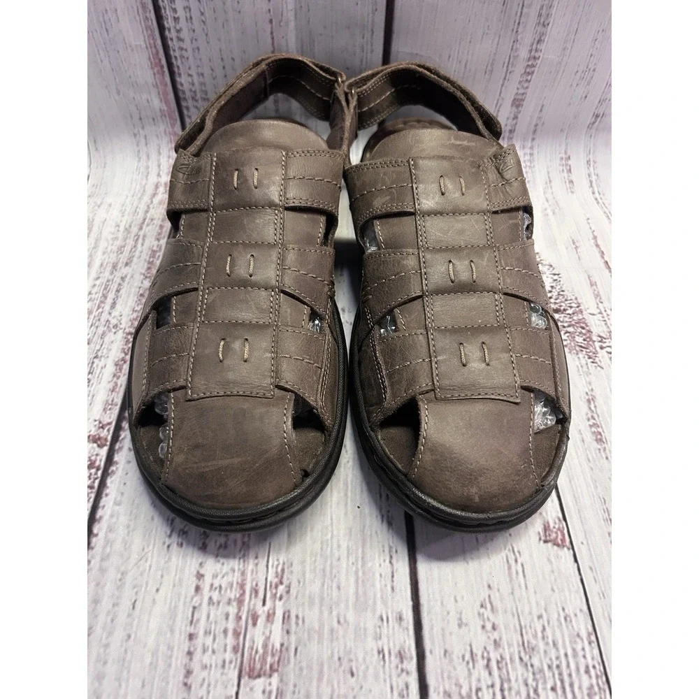 Clarks Collection Men's 10 Brown Leather Fisherman Sandals Comfort Casual EU43